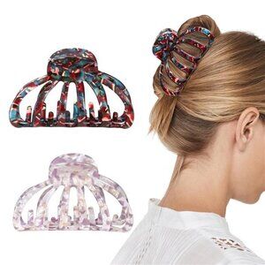 Hair Clips, 2-Pack Bohemian Tortoise Shell Hair Claw Clips Strong Hold